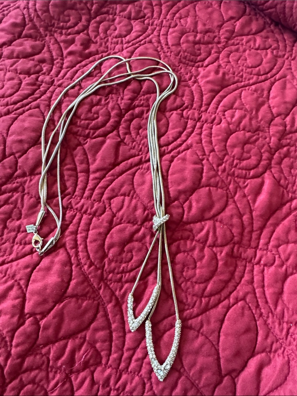 Alexis Bittar gold  Double V Pendant Necklace with Crystal Accents